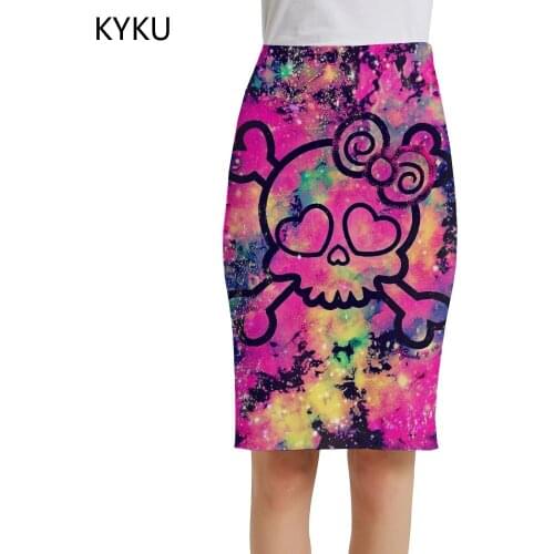 KYKU Brand Skull Skirts Women Skeleton 3d Skirt Kawaii Sundresses Colorful Sexy Graffiti Elegant Ladies Skirts Womens Floral