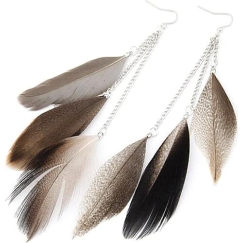 Bohemian Colorful Feather Tassel Earring For Women Boho Long Boucle D'oreille Pendante 2020 Party Christmas Jewellery