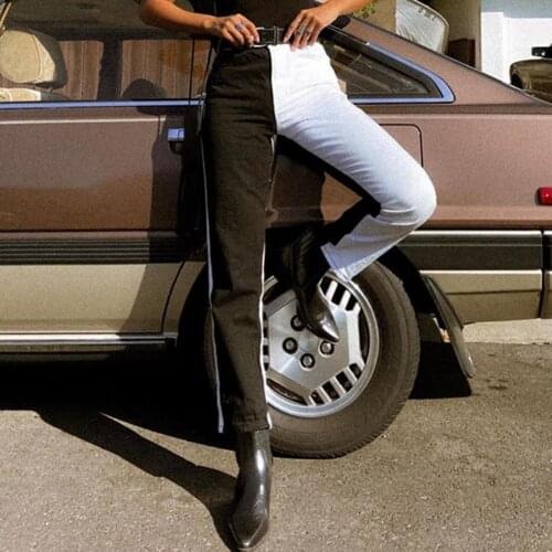 Women Color Block Pockets High Waist Jeans Skinny Trousers Jeans Denim Pants Jeans Skinny Trousers Jeans Denim Pants