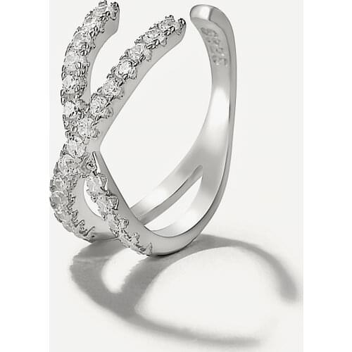 Aide 925 Sterling Silver Clip Earrings For Women Rainbow Zircon X Shape Ear Cuffs 2021 Trend Jewelry Pendientes Brincos Aretes