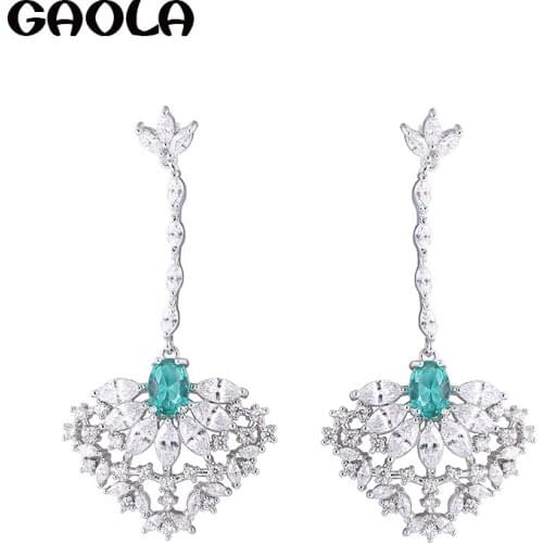 GAOLA New 2 Colors Flower Cubic Zirconia Dangle Earrings For Women Girl Vintage Jewelry Accessory GLE7108Y