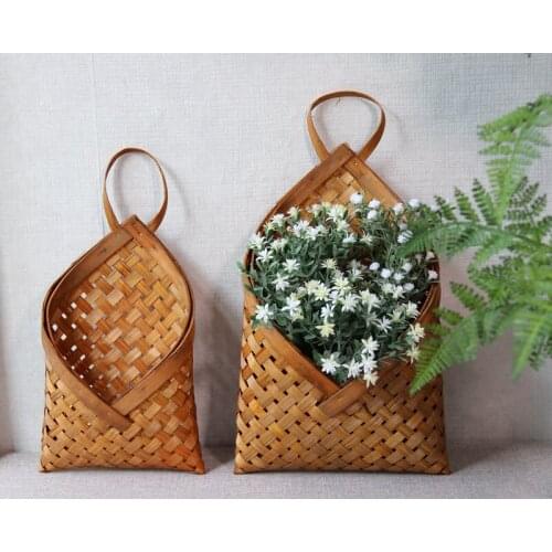 1 Pcs Natural Handmade Woven Baskets Flower Tableware Floral Container Wall Hanging Flower Pot Letter Box Storage Basket