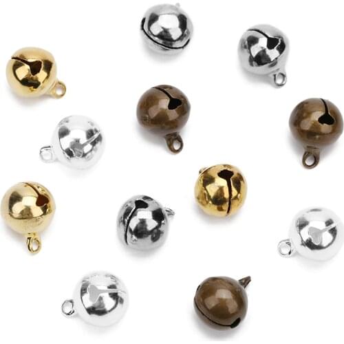 1pack/lot 6mm/8mm/10mm/12mm/14mm Copper Bells Jingle Small Bells Charms Beads Fit Christmas Decoration Crafts Bells Jewelry
