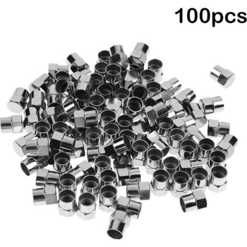 100pcs Chrome Plated Plastic Wheel Tire Valve Stem Caps for Schrader Valves