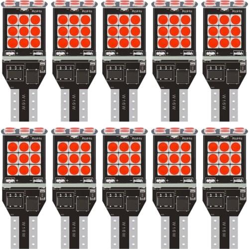10x Red Amber White 2100 Lumens 921 912 T15 922 W16W 12V Extremely Bright Canbus Error Free 3030 Chipsets LED Bulb Reverse Light