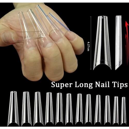 120/48Pcs Half Cover Clear False Nail Tip French Coffin Acrylic Nail Fake Tips Manicure Tools