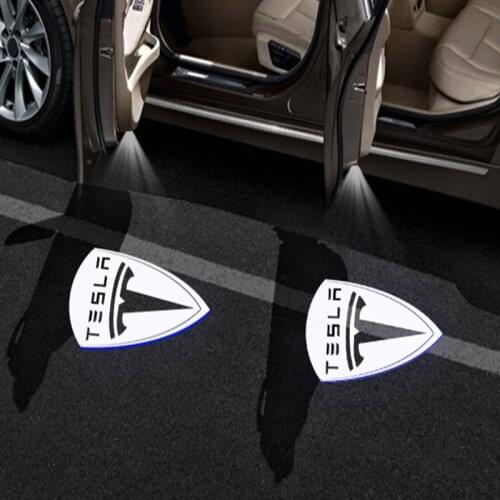 Car Door Welcome Light logo Projector Laser lamp Ghost Shadow Door light for Tesla Model S Tesla Model 3 X Y Led Accessory 2pcs