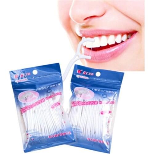 30pcs/pack Dental Flosser Interdental Brush Teeth Stick Toothpicks Floss Plastic Tooth Picks Nylon Wire Dental Floss
