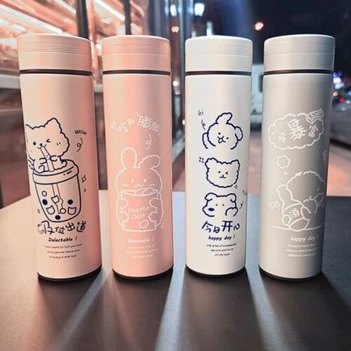 450ml Water Bottle Stainless Steel Vacuum Thermos Portable Cute Animals Fashion Flask Tea Thermos Kids Student Water Cup