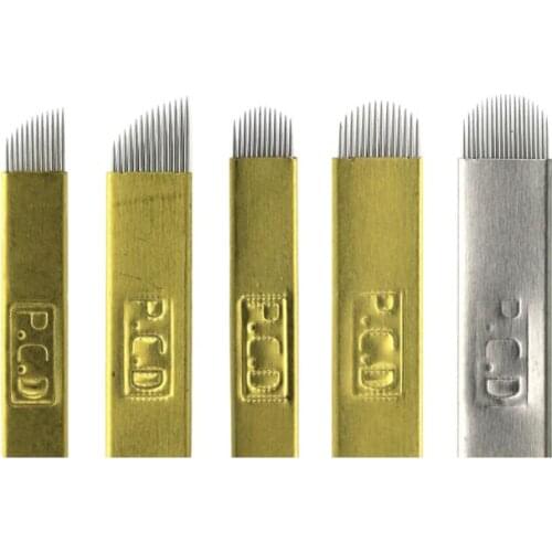 500Pcs PCD 12 14 19 U Shape Copper Tattoo Needles Microblading Blades For Semi Permanent Makeup Manual Pen 3D Eyebrow Embroidery