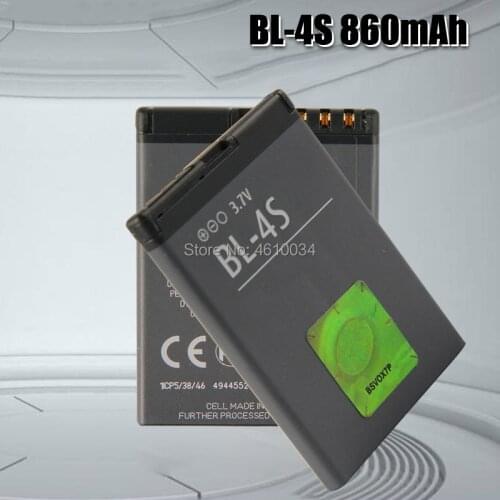 High Quality 860mAh BL 4S BL-4S Battery For Nokia 1006 2680s 3600s 3602S 6202C 6208c 7020 7100s 7610 X3-02 3710f Battery BL4S