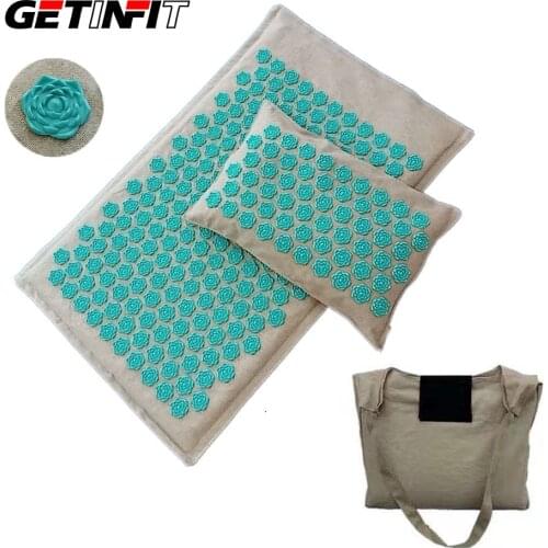 Getinfit Acupressure Mat Head Neck Back Foot Massage Cushion Pillow Yoga Mat For Body Relaxation Relieve Stress