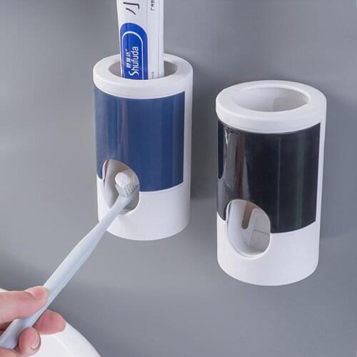 Automatic Toothpaste Squeezing Device Wall Hanging Toothpaste Toothbrush Rack Bathroom Storage Organizer Home Supplies