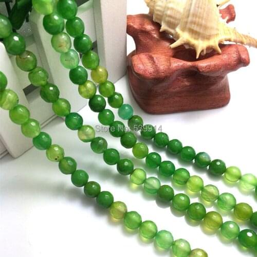 Free Shipping 8mm Faceted Green Stone Beads Loose Beads For Jewelry Making 45Pcs/lot