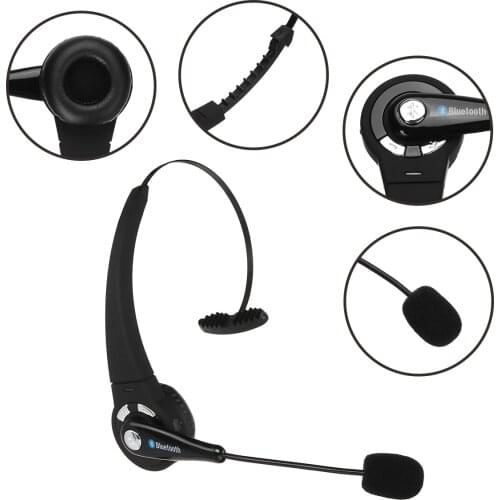 Bluetooth Wireless Headset Mic Calling Center Noise Canceling Headphones Hands Free Over-Head Headphone for Truckers Drivers
