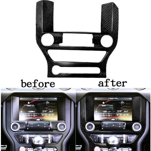 1pc CD Panel Decoration Cover for Ford Mustang 2015-2017 AC Center Control Board Frame Stickers Car Interior Accessories