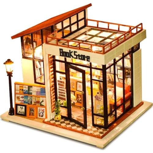 Wooden Doll Houses DIY Doll House Miniature Dollhouse Furniture Kit Toys for Children Gift Time Travel Doll Houses A-016