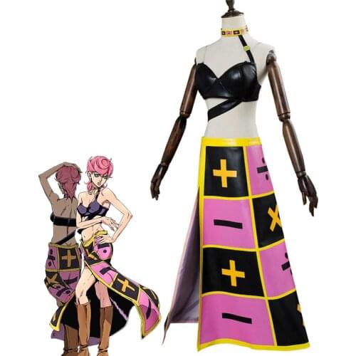 JOJO Bizarre Anime Adventure Golden Wind Trish Una Cosplay Spice Girl Costume Halloween Costume for Woman Wigs Cosplay Costume