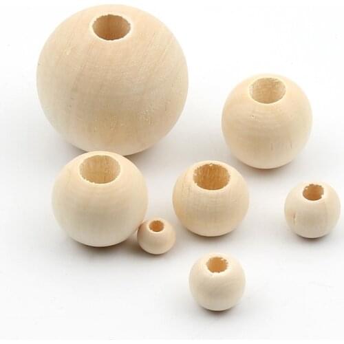 Natural Wood Eco-Friendly Crafts Lead-free Round Wooden Beads For Jewelry Making DIY Home Hanging Decoration Wholesale 10-40mm