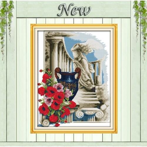 Europe garden palace Scenery Athens feeling Counted print on canvas DMC 14CT 11CT DIY Cross Stitch Needlework kit Embroidery Set