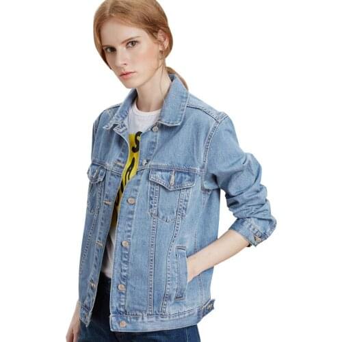 Cotton Women Denim Jacket blue white black Autumn Spring Plus Size Casual England Outwear Ladies Female Jeans Coat Windbreaker