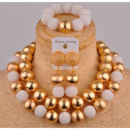 White african beads jewelry set simulated pearl costume necklace nigerian traditional wedding jewelry set FZZ74