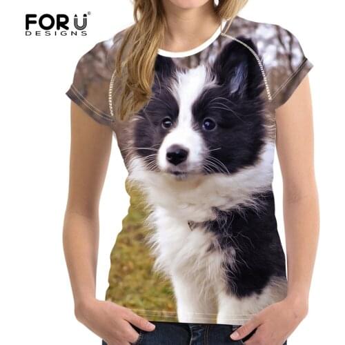FORUDESIGNS Summer Tops for 2020 Cute Shetland Sheepdog/Sheltie Animal Dog Pattern Women T Shirt Short Sleeve O-neck Tshirt Tees