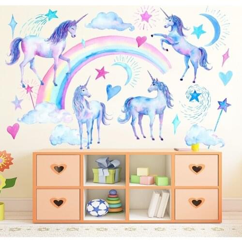 New Color Unicorn Wall Stickers Living Room Bedroom Childrens Room Can Be Removed Stickers Dream Girls' Room Decoration