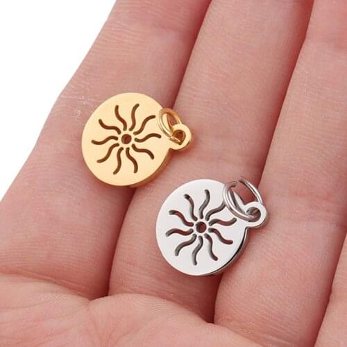 5pcs Stainless Steel Sun Flower Charm Pendant DIY Necklace Bracelet Jewelry Making Findings Pendant Accessories Craft