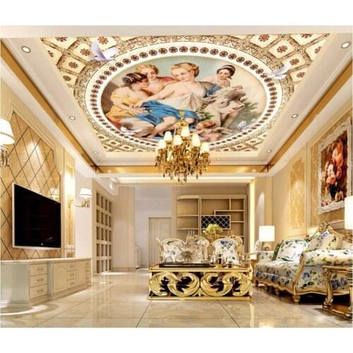 Custom photo 3d wallpaper ceiling mural The angels and the bull background painting 3d wall murals wallpaper for walls 3d