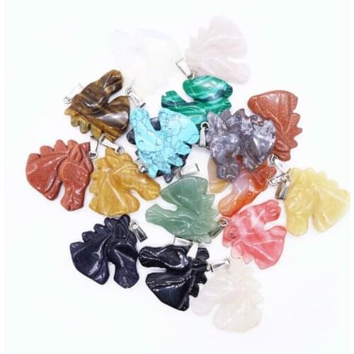 Popular 10 Pcs Silver Plated Horse Shape Many Colors Quartz Stone Pendant for Anniversary Gift Jewelry
