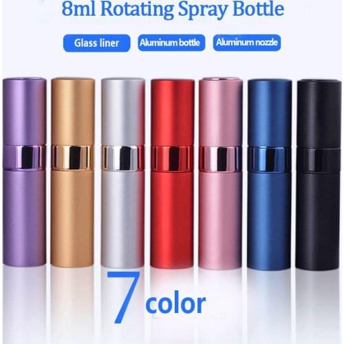 8ml/15ml Mini Aluminum Perfume Bottles Portable Rotary Spray Pump Travel Refillable Perfume Atomizer Empty Cosmetic Container