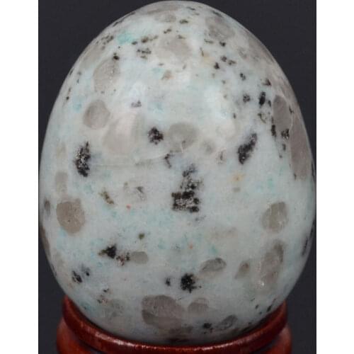Natural Gemstone Green Blue Jade Sphere Egg Chakra Healing Reiki Stone Carved Decorative Crafts W/Stand, Minerals