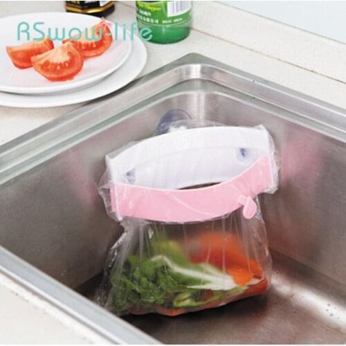 Sink Clip-on Trash Holder Powerful Three Suction Cup Sink Trash Bag Rack Creative Trash Bag Rack Kitchen Storage Hanging Rack
