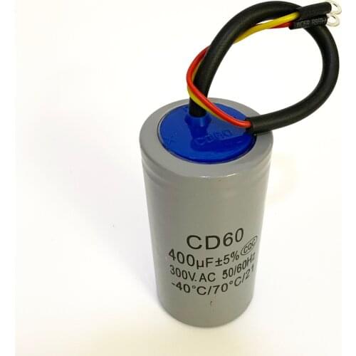 Kiger CD60 400uF 300V AC Starting Capacitor For Heavy Duty Electric Motor Air Compressor Red Yellow Two Wires free shipping