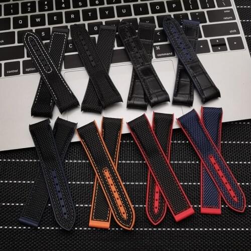 20mm High Quality Rubber Silicone Watch Band With Nylon Watch Strap for Omega strap Longines Omega Seamster Watch Accessories