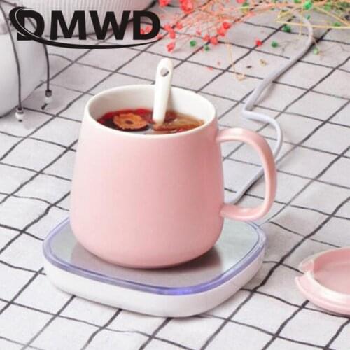 DMWD Thermostatic Cup Warmer Pad Heater Tea Milk Coffee Drink Coaster Heat Beverage Mug Mat Baby Bottle Insulation Heating Plate