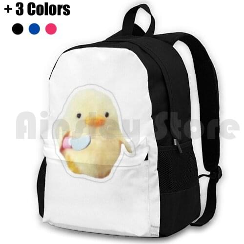 Duck With A Knife Meme Lil Peep Outdoor Hiking Backpack Riding Climbing Sports Bag Chicken Meme Knife Yellow Cartoon Duck Funny
