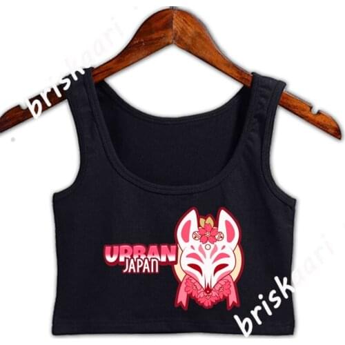 Urban Japan Crop Top Comfortable Cute Customize Novelty Round Collar Outfit Spring Autumn Top Vest