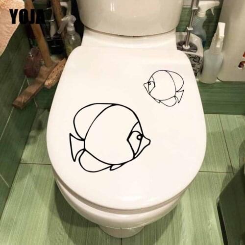 YOJA 21.1X24.2CM Home Decor Toilet Seat Sticker Tropical Fish Wall Decal Butterflyfish T5-0358