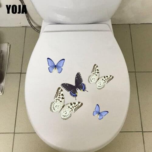 YOJA 21.9X20.4CM Beautiful Butterfly Wall Sticker Toilet Home Room Decal Decor Cartoon Animal T3-1280