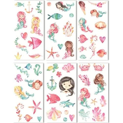 6 Sheets Mermaid Decorative Stickers Girls Series Cute Paper Stickers For The Diary Adhesive Craft Decorative Album Stationery