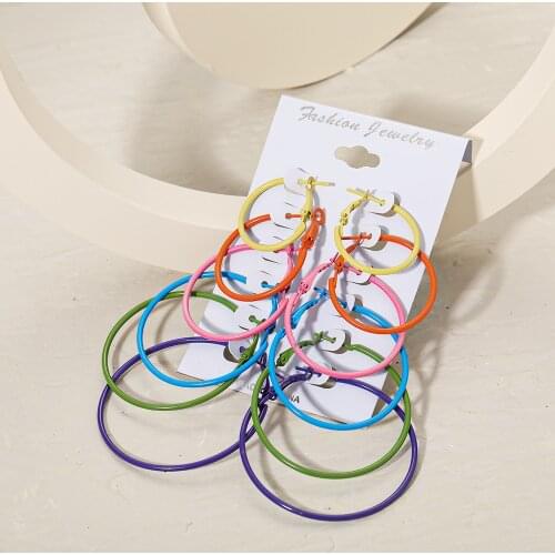 6Pairs New Punk Hoop Earrings Set Big Circle Earrings Jewelry for Women Girls Steampunk Ear Clip Punk Style Earring Ear Ring