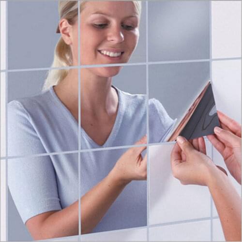 9Pcs/12pcs 3D Square Mirror Tile Wall Stickers Decal Mosaic Home Room Decoration Accessories DIY for Bedroom Decor Portable