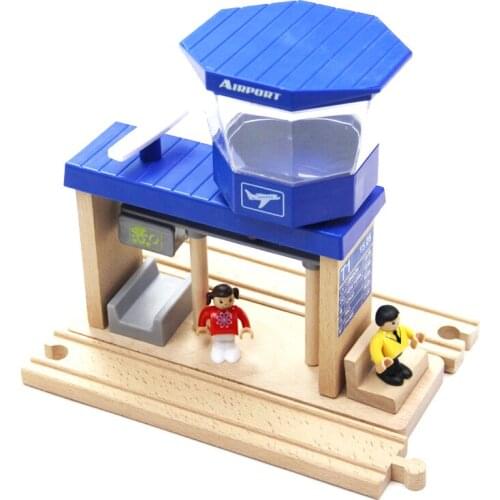 Airport station Wooden Track toy Train Scene track accessories Toy Car Truck Locomotive Engine Railway Toys for Children