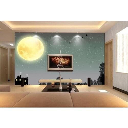 Home Decoration 3d wall murals wallpaper Moon sky tree classic wallpaper for walls window mural wallpaper