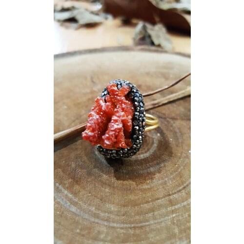 Dr Stone natural Stone Vanadinite Stone 22 carat gold plated women Bangle WHSR25