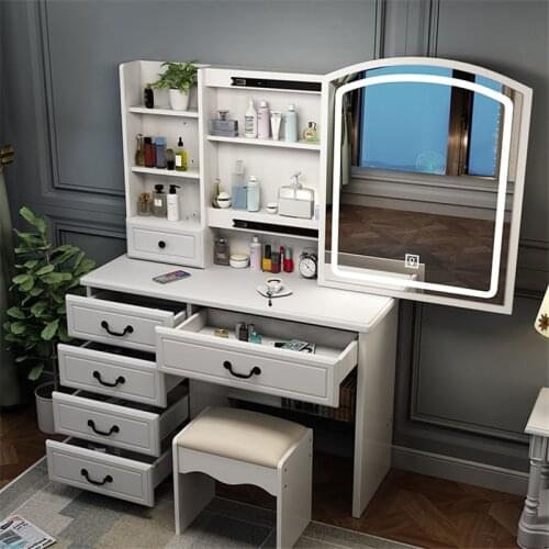 European dressing table modern simple bedroom dressing table storage cabinet integrated mirror with light dressing table