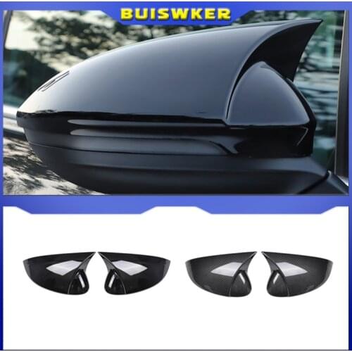 Car Rearview Mirror Cover Cap Carbon Fiber Black For VW GOLF 8 MK8 2020 2021 Support Lane Change Side Assist Blind Spot Assist