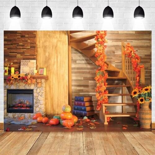 Yeele Photocall Autumn Backdrop Wood House Maple Fireplace Photography Baby Shower Portrait Background Photographic Photo Studio